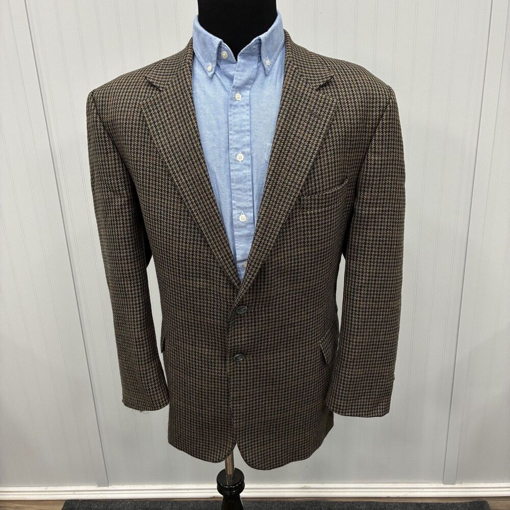 Orvis 48R Brown Houndstooth Wool Tweed 2-Button Single-Vent Sports Coat